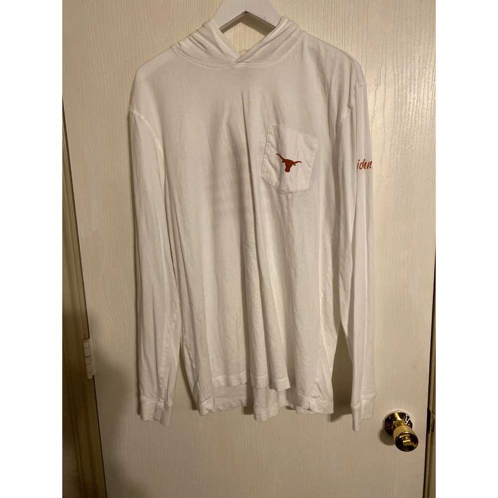 Johnnie-O Mens Texas Longhorns Hoodie T-Shirt White L All American AustinTX 0210